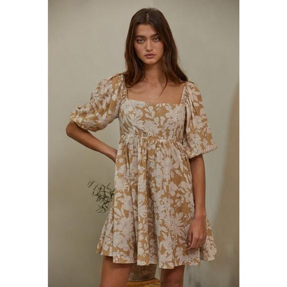 By Together Dresses & Skirts - By Together Floral Babydoll Dress Women Large Puff Sleeve Mini
